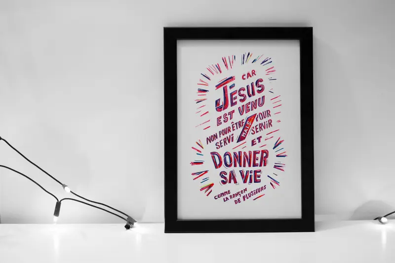 Affiche A3 - Car Jésus est venu... (cadre noir inclus)