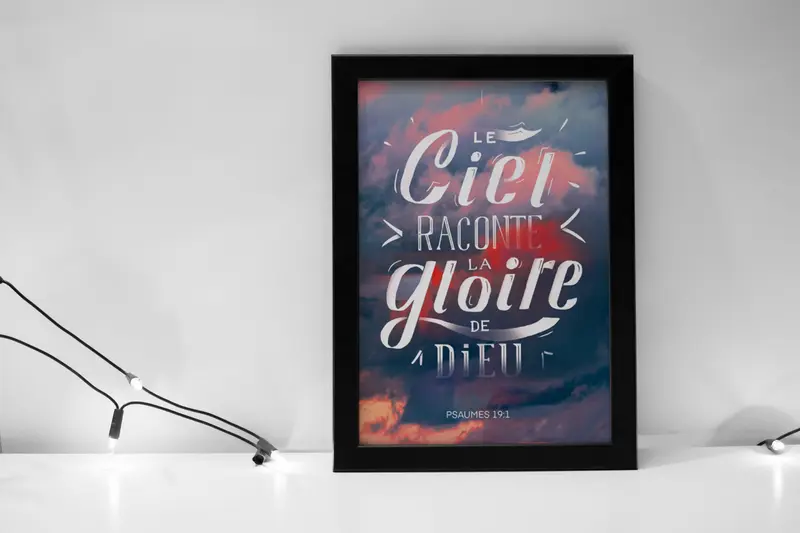 Affiche A3 - Le ciel raconte la gloire de Dieu... (cadre noir inclus)