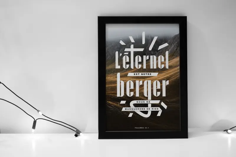 Affiche A3 - L'Eternel est mon berger... (cadre noir inclus)