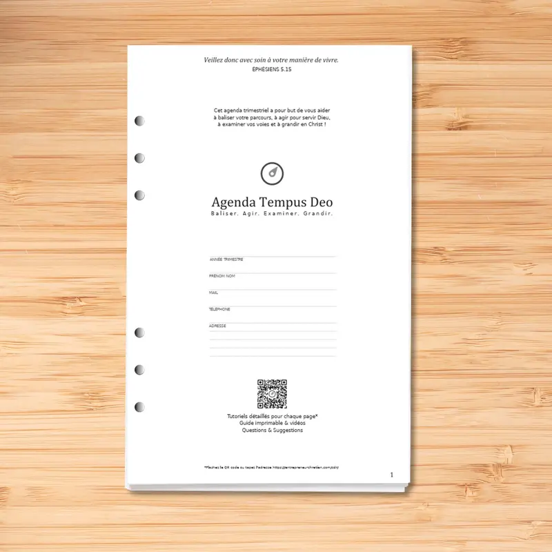 Agenda Tempus Deo (Feuillets de recharge)