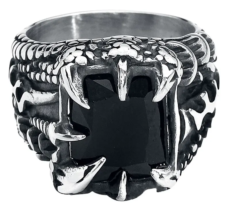 Bague Gothic de etNox hard and heavy - Griffes Cristal - pour Homme - couleur argent