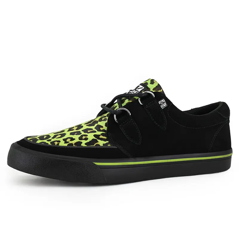 Baskets Gothic de T.U.K - Creeper Sneaker Neon Green Leopard - EU36 à EU46 - pour Unisexe - noir/vert