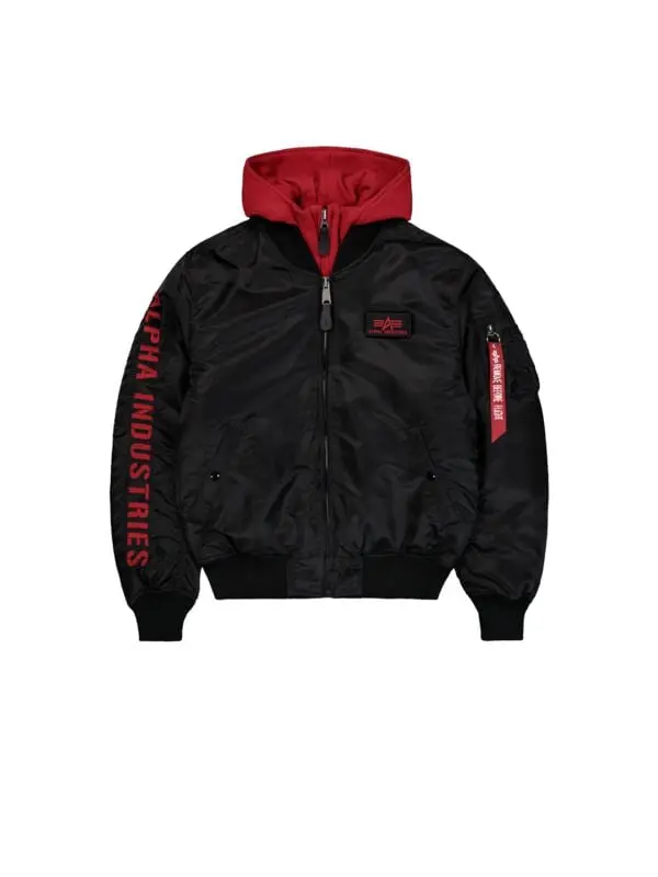 Bomber de Alpha Industries - MA-1 D-Tec Sleeve Embroidery Bomber Jacket - S à 3XL - pour Homme - noir/rouge