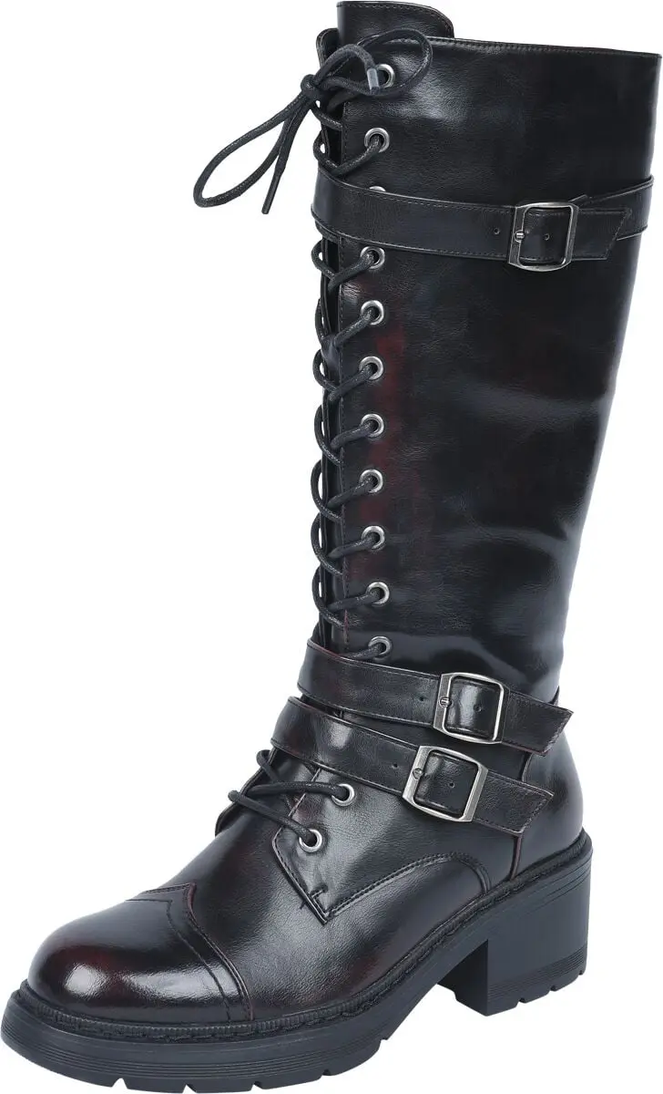 Bottes de Black Premium by EMP - Celtic fine lines - EU38 à EU40 - pour Femme - noir/rouge