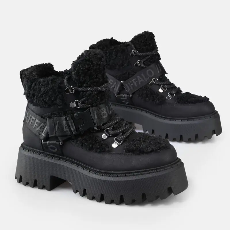 Bottes de Buffalo - ASPEN COM MID - EU36 à EU41 - pour Femme - noir