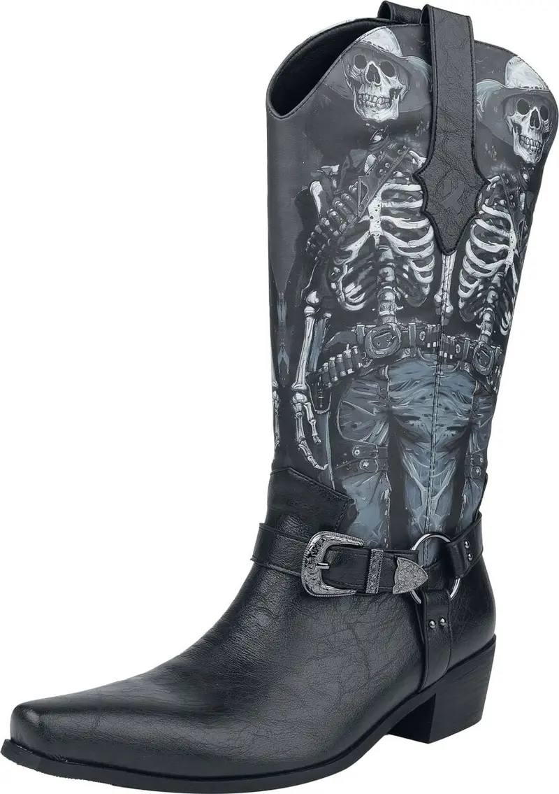 Bottes de motard de KOI - Scorched One Western Boots - Vintage Black - EU44 à EU46 - pour Homme - noir