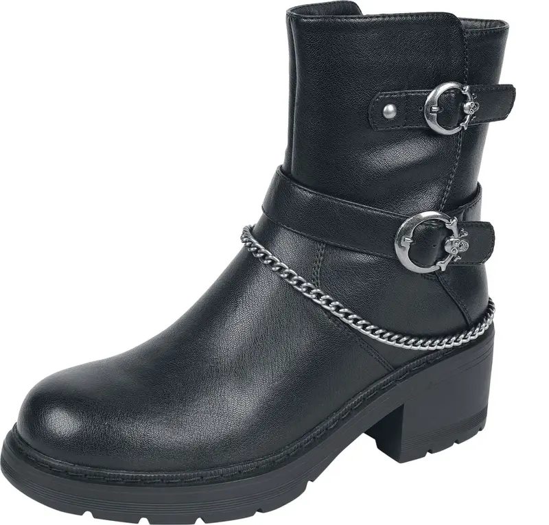 Bottes de Rock Rebel by EMP - Bottines avec Boucles & Chaînes - EU37 à EU41 - pour Femme - noir