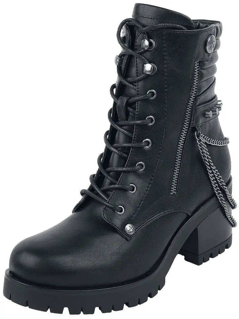 Bottes Gothic de Gothicana by EMP - Bottines Avec Chaînes Et Fermetures Éclair - EU37 à EU42 - pour Femme - noir
