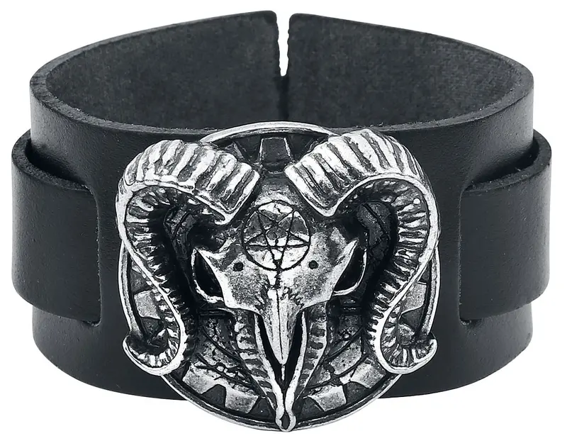 Bracelet en cuir Gothic de Alchemy Gothic - Gears Of Aiwass - pour Homme - noir