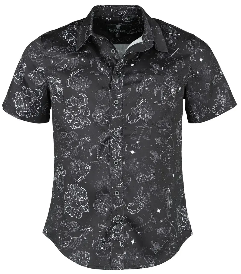 Chemise manches courtes de Rockin' Gent - Chemise - Zodiac Constellation - S à XXL - pour Homme - noir