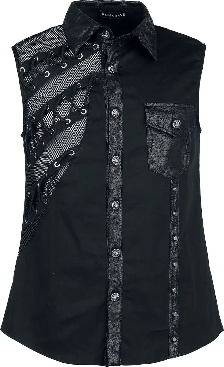 Chemise manches courtes Gothic de Punk Rave - Punk Asymmetric Sleeveless Shirt - S à XXL - pour Homme - noir