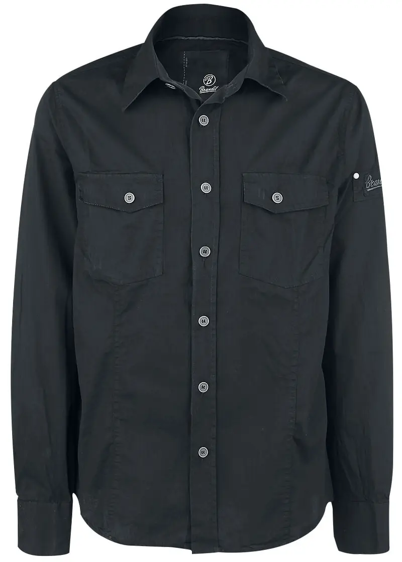 Chemise manches longues de Brandit - Chemise Cintrée - XL à 3XL - pour Homme - noir