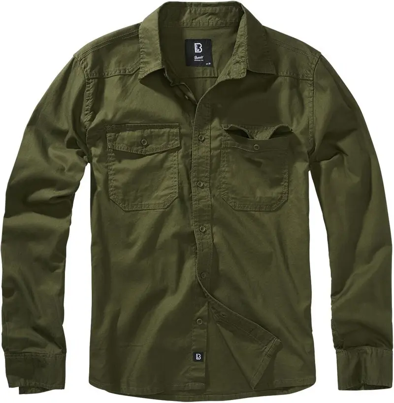 Chemise manches longues de Brandit - Chemise En Flanelle - S à 5XL - pour Homme - olive