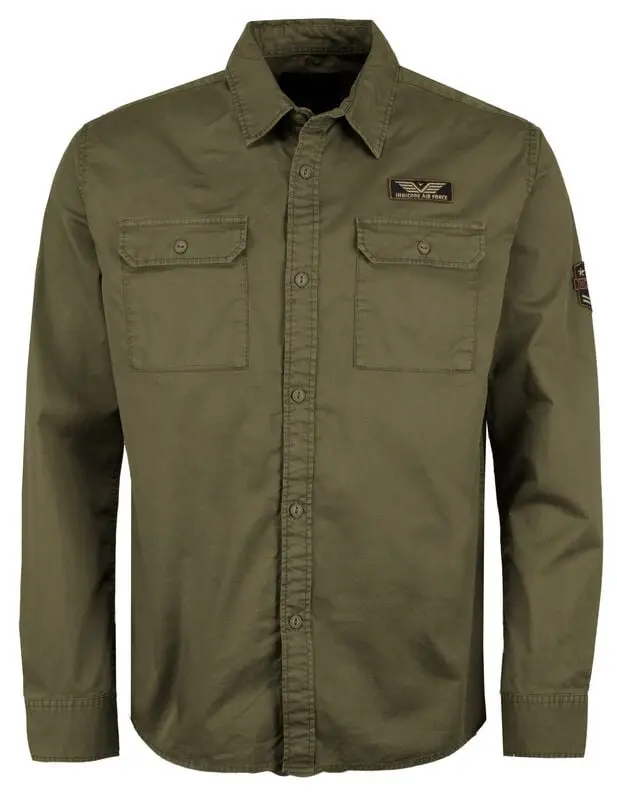 Chemise manches longues de Indicode - INTavmill - S à XXL - pour Homme - olive