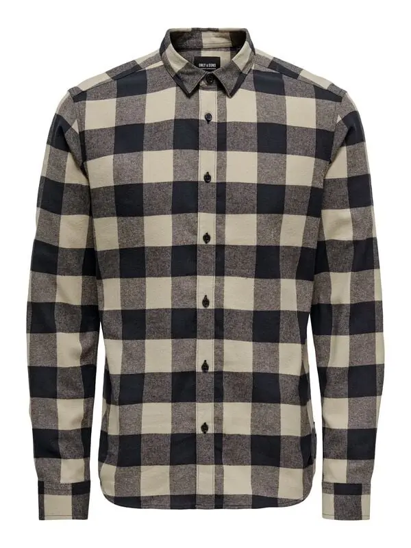 Chemise manches longues de ONLY and SONS - ONSGUDMUND LS CHECKED SHIRT NOOS - S à L - pour Homme - marine