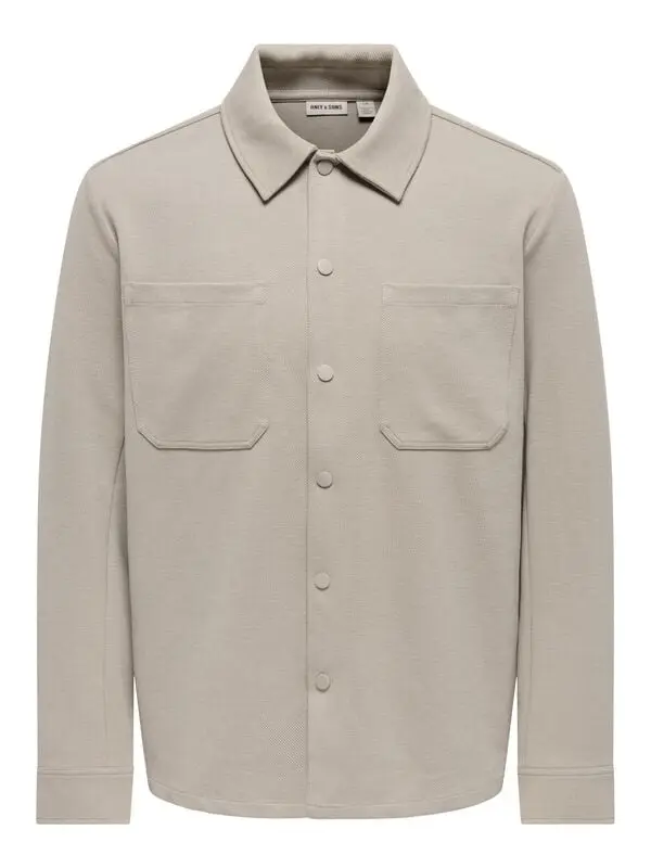 Chemise manches longues de ONLY and SONS - ONSNEWKODYL LS PATCH PKT OVERSHIRT NOOS - L à XL - pour Homme - beige