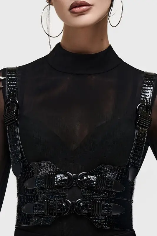 Corset Gothic de KIHILIST by KILLSTAR - Serpentrix Harness - XXL à M-L - pour Femme - noir