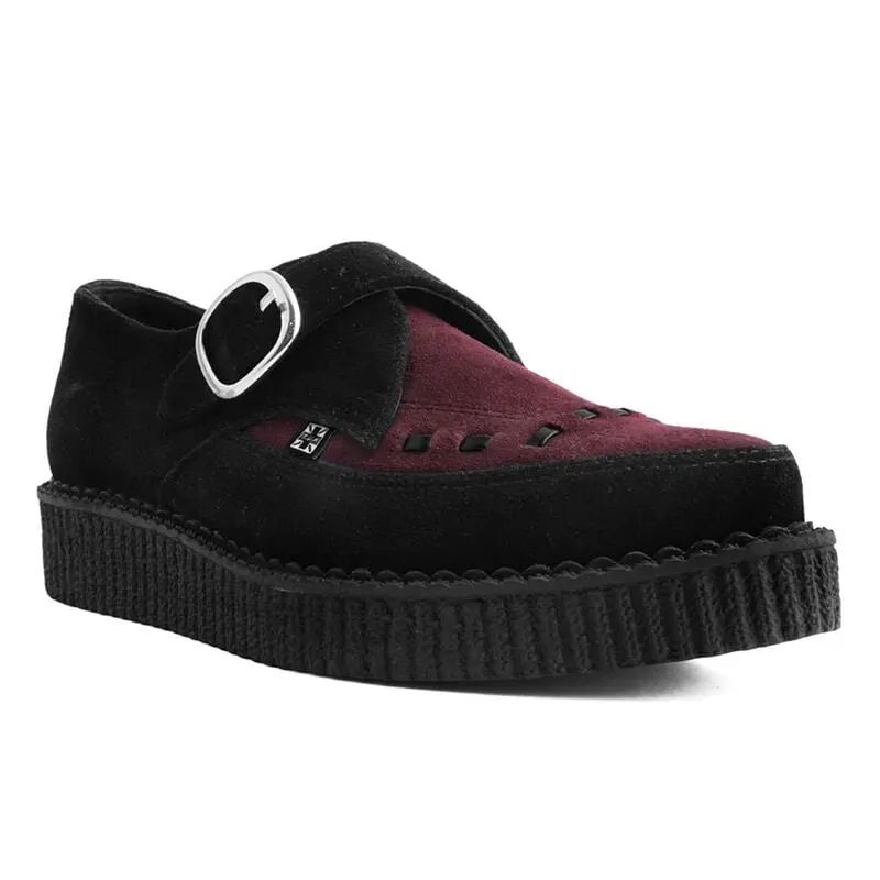 Creepers Rockabilly de T.U.K - Pointed Creeper Buckle - EU41 à EU46 - pour Homme - noir/bourgogne