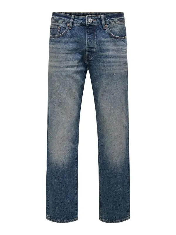Jean de ONLY and SONS - ONSEDGE STR DB DESTROY 6642 TAI DNM - W28L32 à W36L32 - pour Homme - bleu