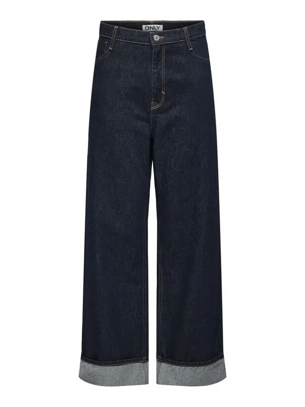 Jean de Only - ONLHOPE HW WIDE FOLD UP RINSE DNM CRO - W28L32 - pour Femme - bleu