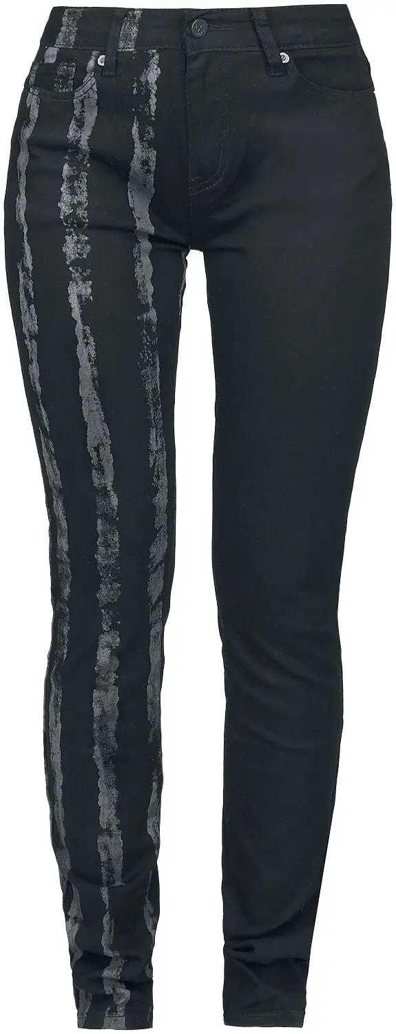 Jean de Rock Rebel by EMP - Jean Stretch Rayé - W30L32 à W31L34 - pour Femme - noir