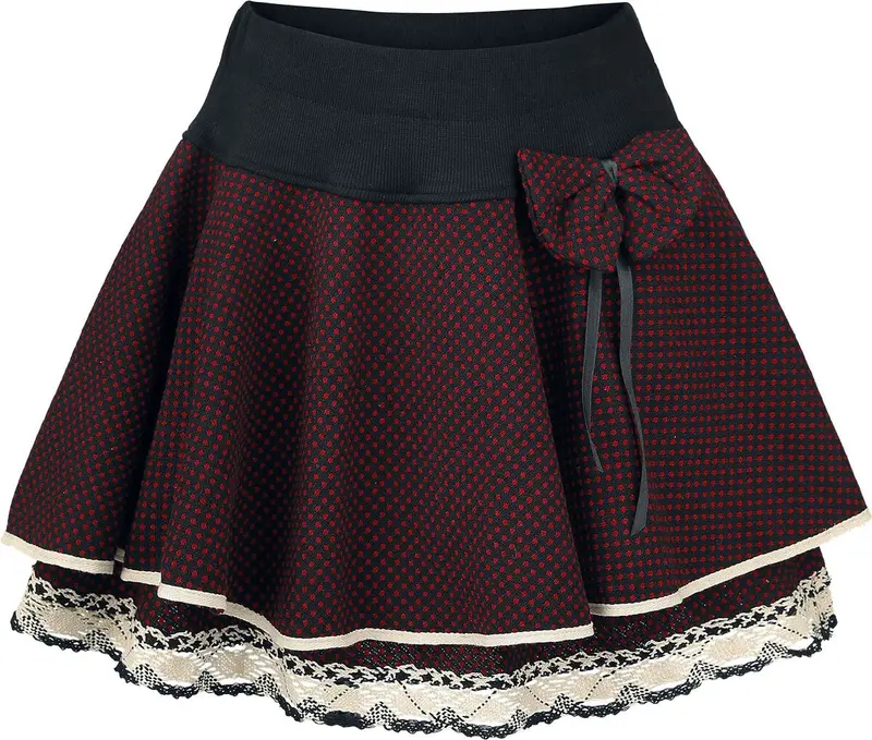 Jupe courte  de Innocent - Aya Bow - S à XL - pour Femme - noir/rouge