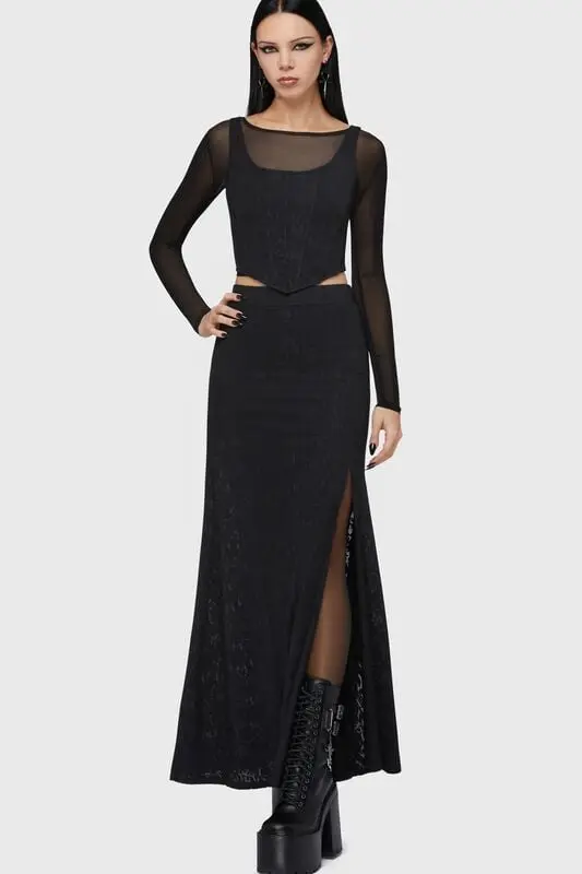 Jupe longue Gothic de Motionless In White by Killstar - Lisbeth Maxi Skirt - S à 4XL - pour Femme - noir