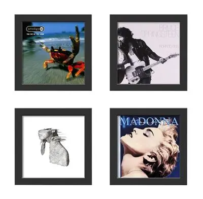 Lot de 4 Cadres noirs pour disques vinyles à ouverture frontale Show and Listen