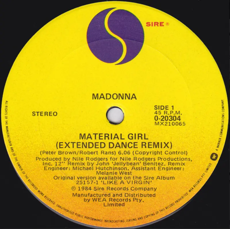 Madonna | Material Girl (extended dance remix) - Vinyle