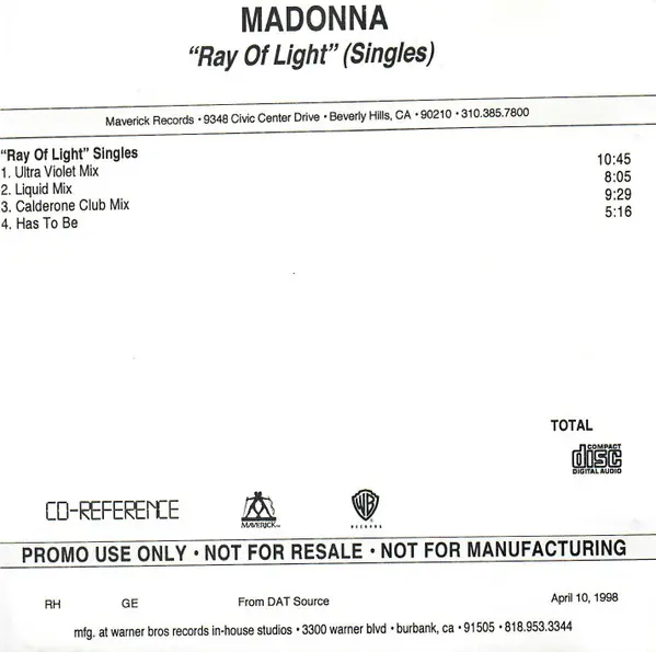 Madonna | Ray of light - CD Singles (Promo USA)