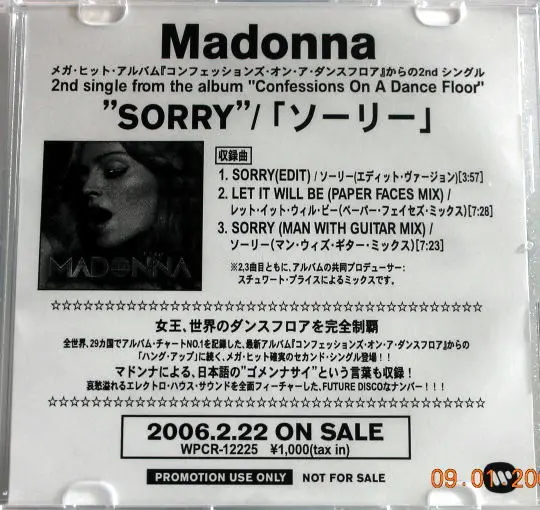 Madonna | Sorry - CD (Promo Japon)