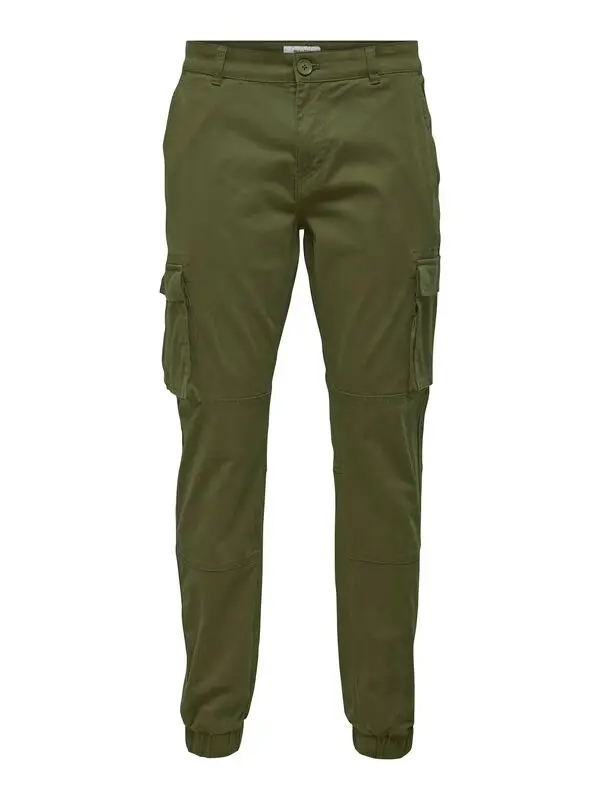 Pantalon Cargo de ONLY and SONS - ONSCAM STAGE CARGO CUFF LIFE 6687 NOOS - W29L32 à W36L34 - pour Homme - olive