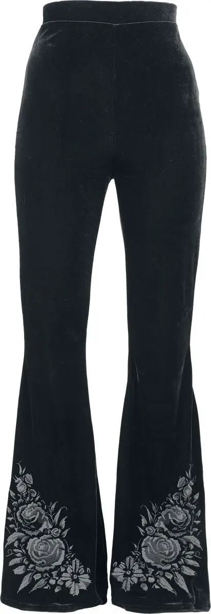 Pantalon en toile Gothic de Killstar - Nocturne Nights - A Devil's Rose - Pantalon Évasé - XS à L - pour Femme - noir