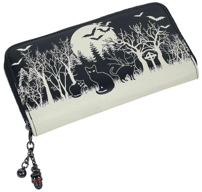 Portefeuille Gothic de Banned Alternative - Woodland - pour Femme - noir/blanc