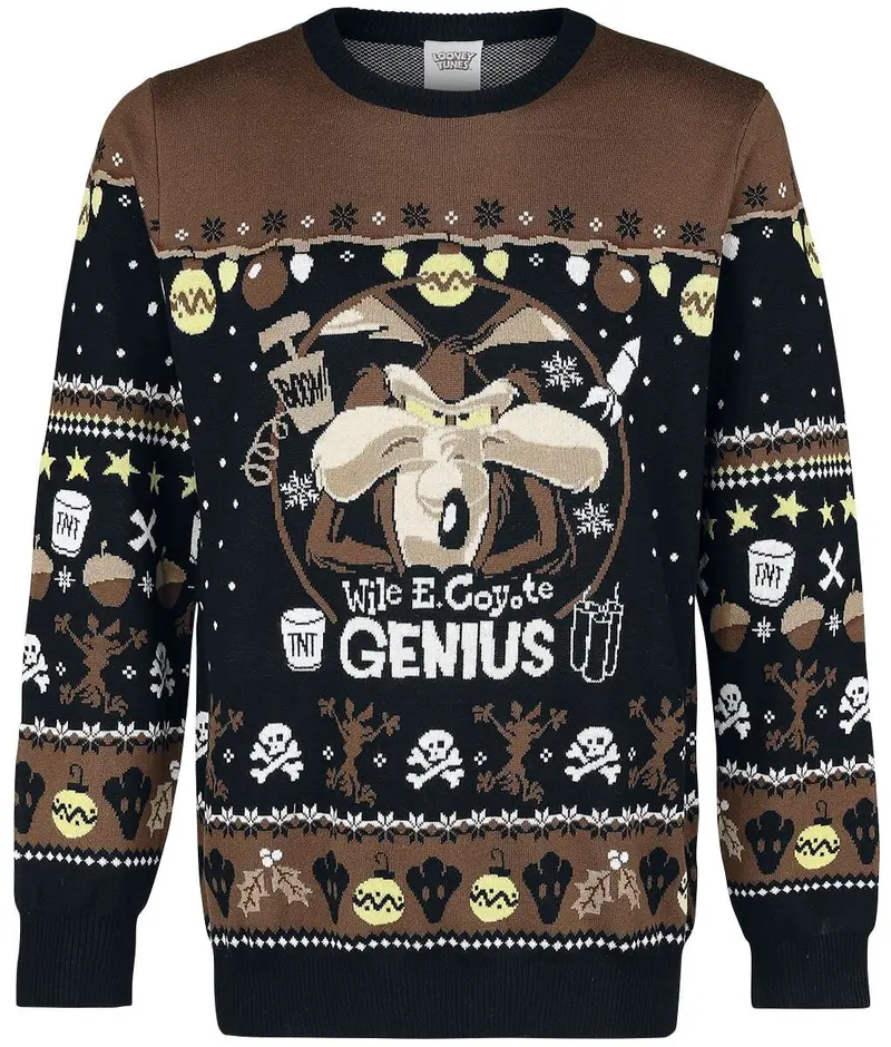 Pull de Noël de Looney Tunes - Wile E Coyote - Genius - S à 3XL - pour Homme - multicolore