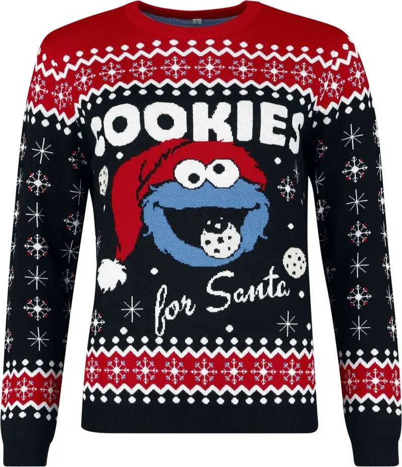 Pull de Noël de Sesame Street - Krümelmonster - Cookies - S à XXL - pour Femme - multicolore