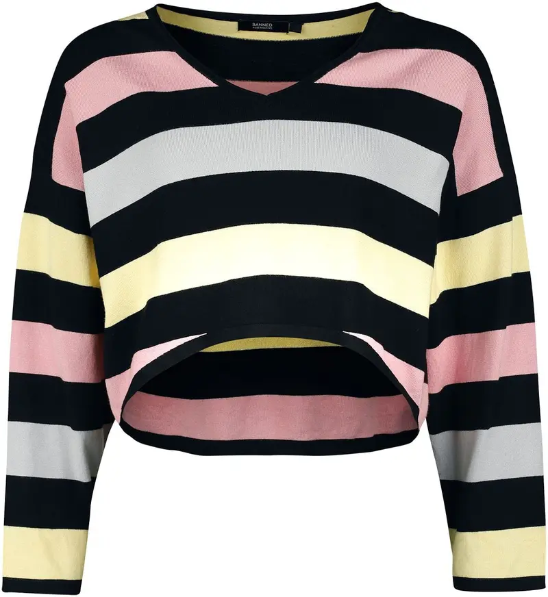 Pull tricoté de Banned Alternative - Pull Rayé Nana - S à XL - pour Femme - multicolore