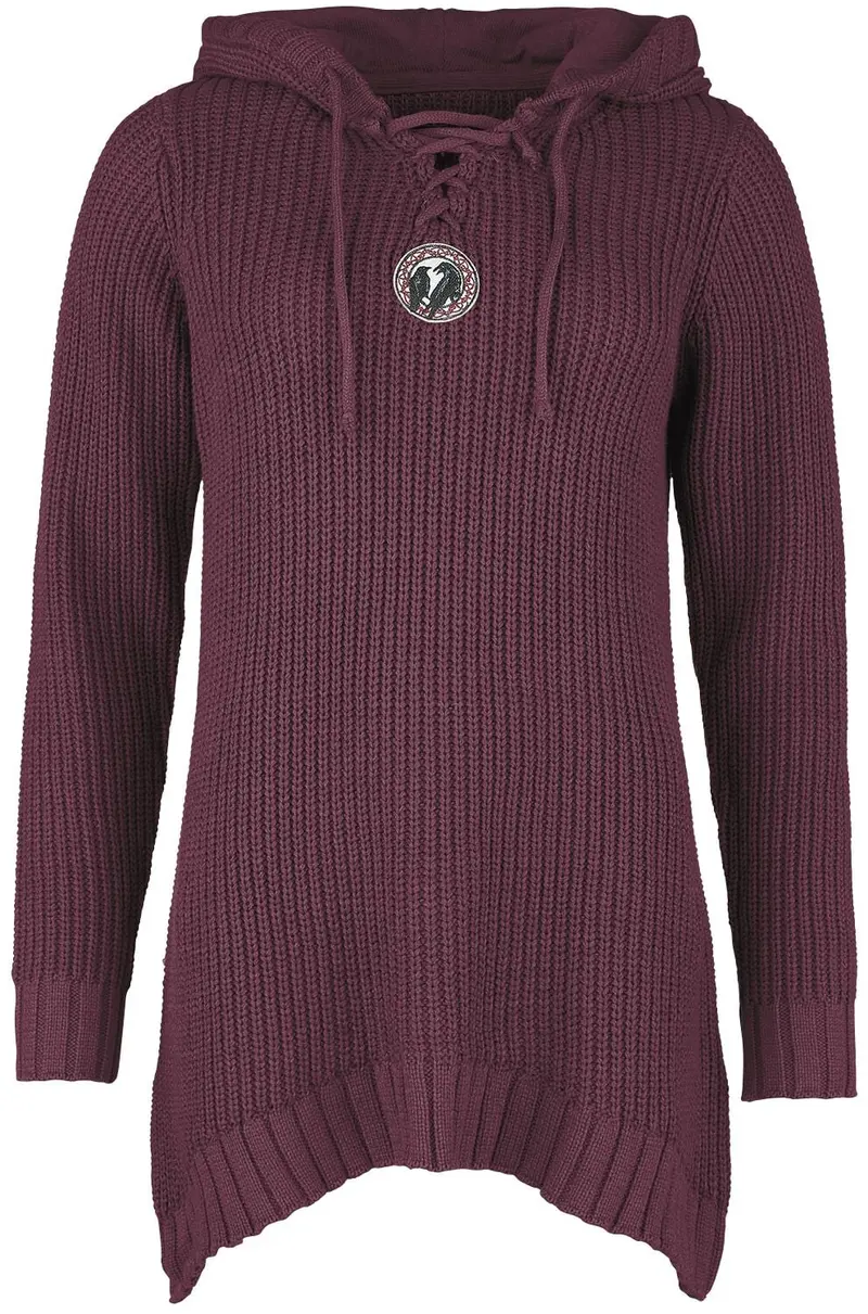 Pull tricoté de Black Premium by EMP - Pull Tricoté Avec Capuche & Laçage - S à XXL - pour Femme - bordeaux