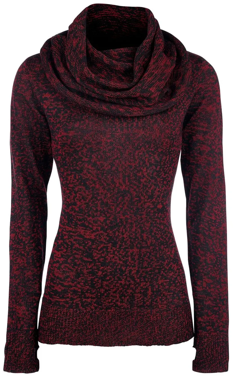Pull tricoté de Black Premium by EMP - Up The Neck - S à XXL - pour Femme - noir/rouge