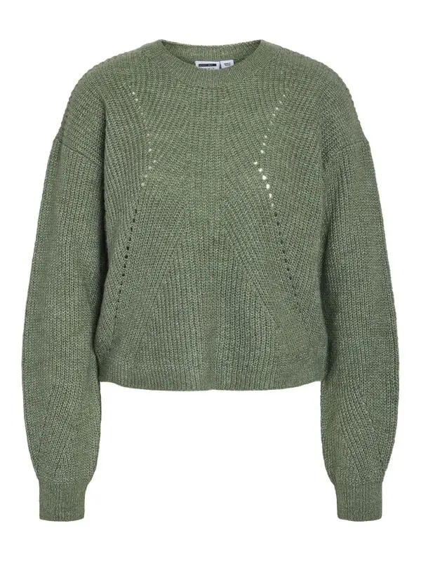 Pull tricoté de Noisy May - NMBAILEY L/S O-NECK KNIT NOOS - XS à XL - pour Femme - vert