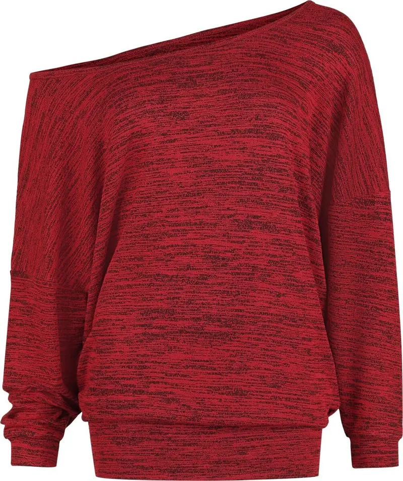 Pull tricoté de RED by EMP - Pull Col Large Oversize Melange - S à XXL - pour Femme - bordeaux