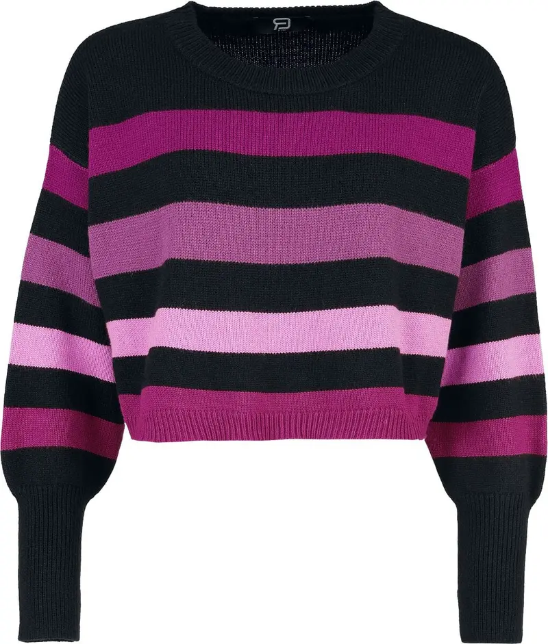Pull tricoté de RED by EMP - Pull Tricoté avec Poignets Serrés - S à XXL - pour Femme - noir/lilas