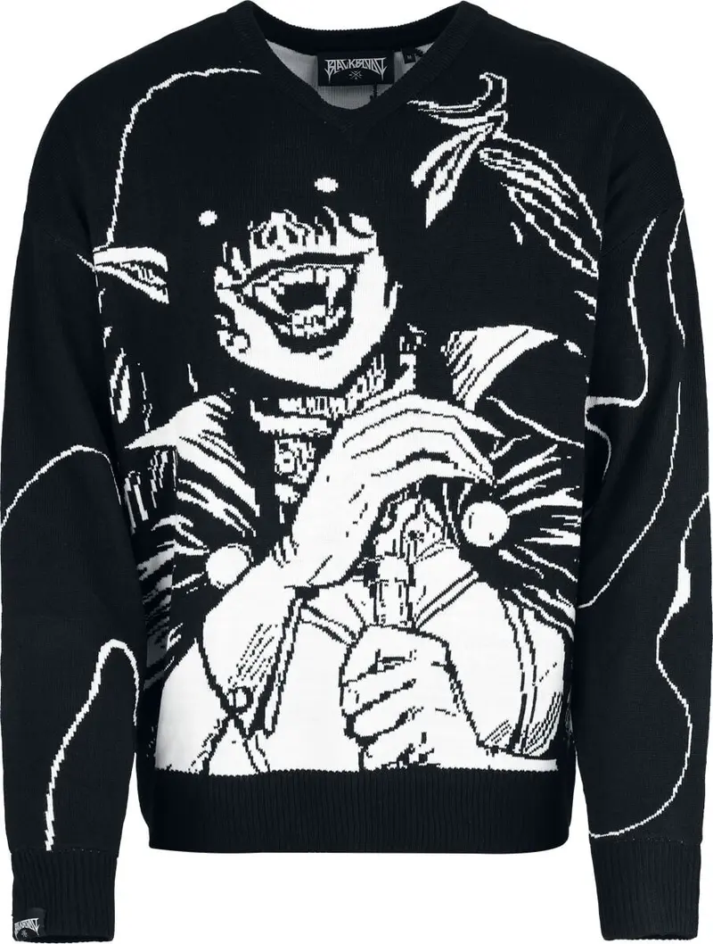 Pull tricoté Gothic de Black Blood by Gothicana - Bloodsworn to Tepes - S à XXL - pour Homme - noir/blanc