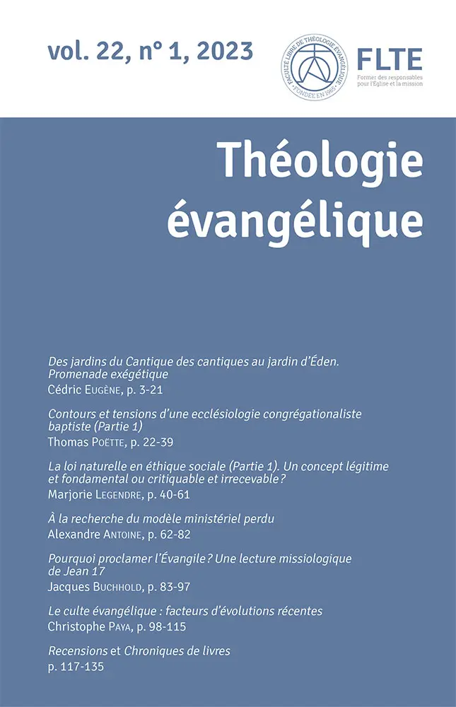 Revue Théologie Évangélique 2023 22.1