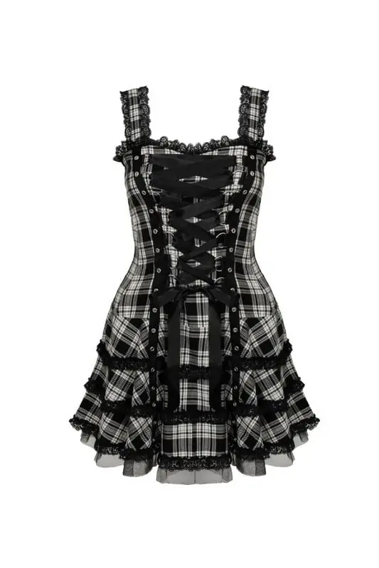 Robe courte de Hell Bunny - Harley Dress - XS à XXL - pour Femme - noir/gris/blanc