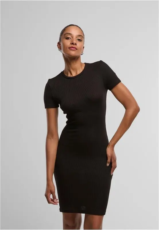 Robe courte de Urban Classics - Robe T-Shirt Slim - XS à XL - pour Femme - noir