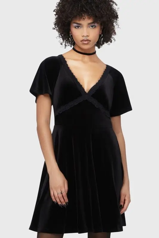 Robe courte Gothic de Killstar - Beneath the Eclipse - Hour of Echelia - Robe Courte - XS à XXL - pour Femme - noir