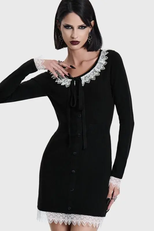 Robe courte Gothic de Killstar - VICTORIA'S WRATH KNITTED MINI DRESS - XS à 4XL - pour Femme - noir