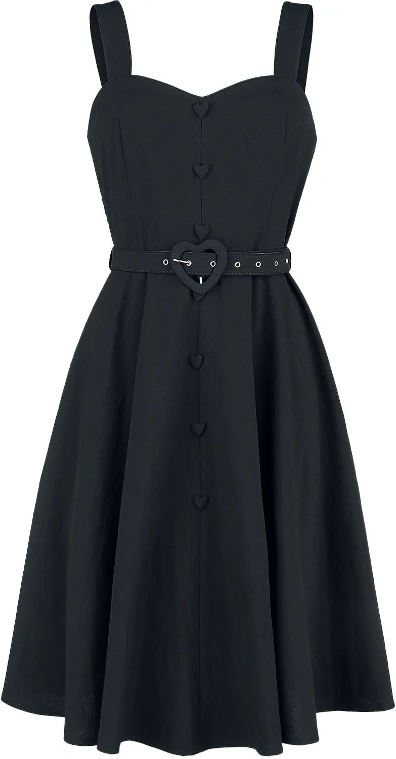 Robe courte Rockabilly de Voodoo Vixen - Robe Dos-Nu Frenchie Évasée - S à 4XL - pour Femme - noir