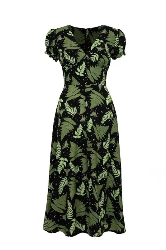 Robe longue de Hell Bunny - Gaia Dress - XS à S - pour Femme - noir/vert
